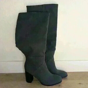 Cutgo Womens Knee High Boots Stacked Block Heel